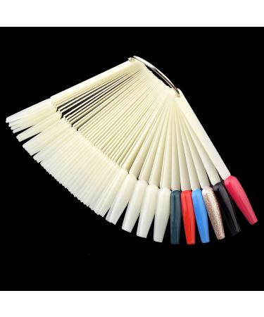 2 Sets of 100 Clear Coffin Ballerina Fan Shape Nail Art Tips Display with Metal Split Ring Holder NT080 - Buy Online on SooperMarket.com