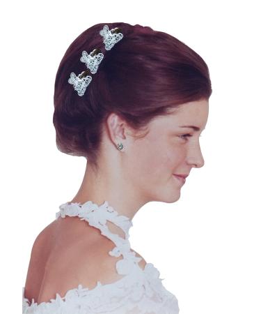 Set of 6 Mini Hair Claws with Sparkly White Crystals - Bridal Claw Clips in Silvery White Trim - Buy Online on SooperMarket.com