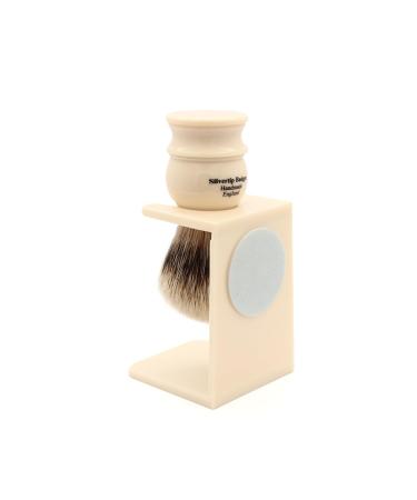 Edwin Jagger 1EJ467SDS Silver Tip Badger Shaving Brush with Stand - Imitation Ivory | Premium Shaving Brush for Men - Perfect for Creams & Soaps - Buy Online on SooperMarket.com