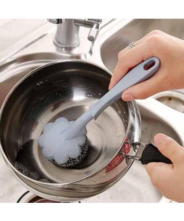 kesurpae ABS Steel Wire Cleaning Brush Portable Long Handle Washable Reusable Household Kitchen Cooking Bench Plate Brushes Purple - Buy Online on SooperMarket.com