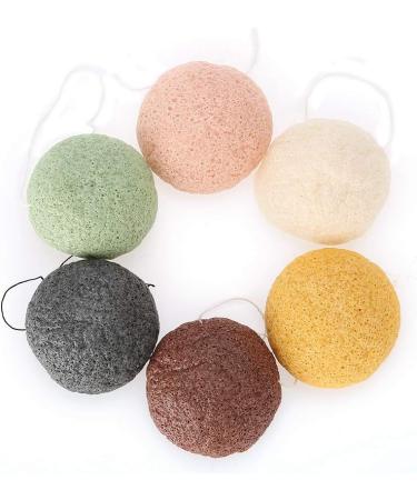 Filfeel 6-Piece Konjac Facial Sponge Set - Gentle Exfoliating & Cleansing Sponges for Skin Care - Round Shape - Buy Online on SooperMarket.com
