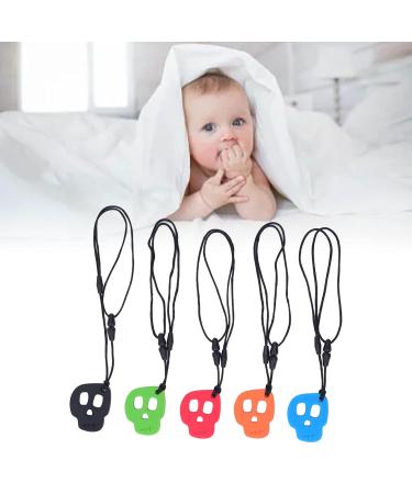 Buy Chewable Sensory Necklaces - 5 Pack Soft Silicone Skull Shape - Stress Relief Teething Necklace for Autism - International Shipping Available - Buy Online on SooperMarket.com