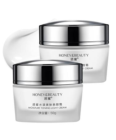 Honey & Beauty Moisture Toning Light Cream - Hydrating Beauty Face Cream  Moisturizing Tone Up Cream  Concealer Nude Makeup Cream (2Pcs) 1.76 Fl Oz (Pack of 1)