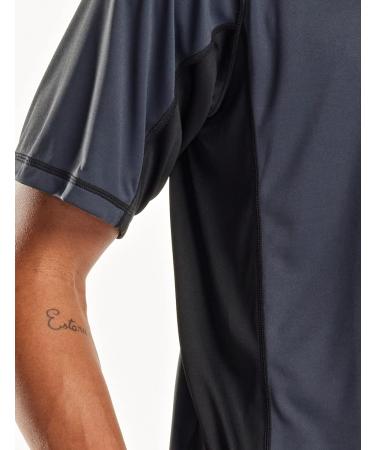 TSLA Swimwear Short Sleeve Top | UV Protection UPF 50+ Quick-Dry Rash Guard for Men | 1 Pack Charcoal & Black M - Buy Online on SooperMarket.com