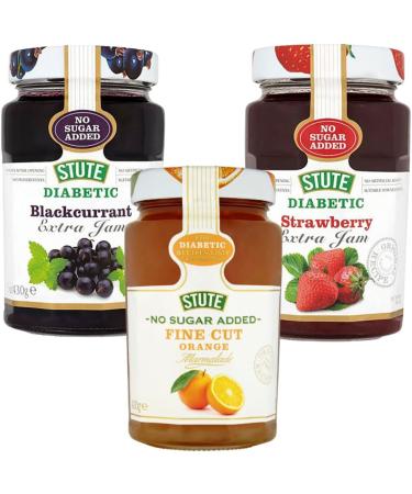 Stute Jam Selection - Handpick Your Favourite Flavours | Low Sugar High Taste | Apricot Blackcurrant Morello Cherry | Diabetic-Friendly Jams for Healthier Treat | 6 Pack - 430g Each - Buy Online on SooperMarket.com