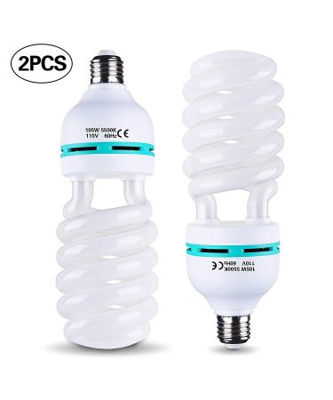 SLOW DOLPHIN Photography Bulbs CFL Full Spectrum Light Bulb,2 x 105W 5500K CFL Daylight for Photo Video Studio Lighting(2 Packs) 2 Count (Pack of 1)