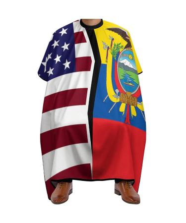 American and Ecuador Flag Barber Cape Adult Haircut Cape Hairdressing Apron for Home Salon Barbershop