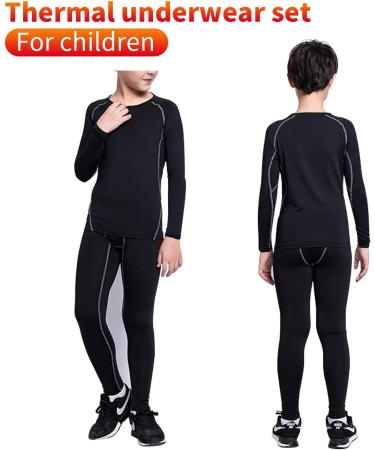 Linlook Kids Thermal Underwear Set - Breathable Winter Sports Gear | Long-Sleeved Top & Long Underpants for Ski & Football (Size 24 Black) - Buy Online on SooperMarket.com