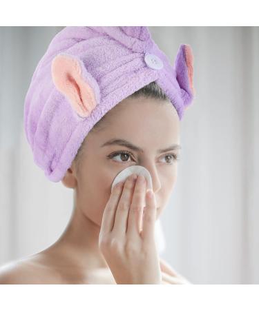 MAGICLULU Hair Protection 4pcs Bunny Ears Dry Hair Hat Hair Ring Quick Dry Coral Fleece Hair Health Violet - Buy Online on SooperMarket.com
