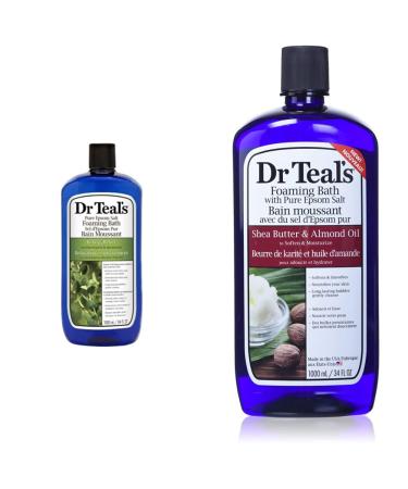 Dr Teal's Eucalyptus & Spearmint Foaming Bath + Dr Teal's Shea Butter & Almond Oil Foaming Bath | 1000 Milliliters Each