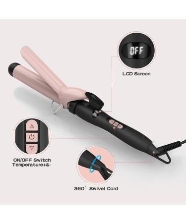 PRETFY 1 1/4 Inch Curling Iron - Adjustable Temperature Ceramic Barrel Fast Heat for Long & Medium Hair - Dual Voltage Hair Waver for Women - Buy Online on SooperMarket.com