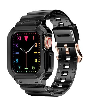 amBand Compatible for Apple Watch Band 41mm 40mm 38mm Durable Combo Women Sport Protective Case with Bands for Apple Watch SE and iWatch Series 7 6 5 4 3 2 1 Rose Gold Adapter Glitter Black
