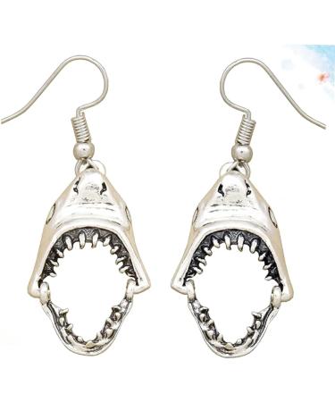 PACKOVE Sterling Silver Earrings 1 pair Earbobs Woman Earrings Girl Fashion Eardrop Mouth Shark for Silver Dress Dangler Night - Buy Online on SooperMarket.com