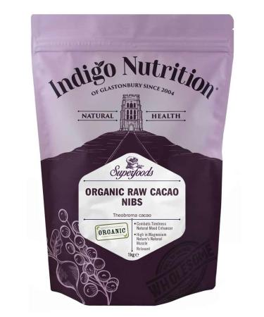 Indigo Herbs Rohe Bio Kakaonibs 1kg | Vegane | Rein & GMO Frei 1 kg (1Pack)