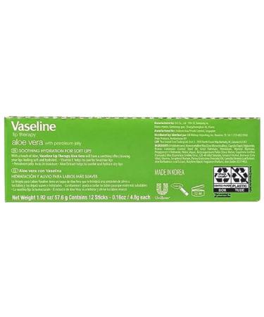 Vaseline Lip Therapy Aloe - 12 Pack Box | Moisturizing Lip Balm for Soft Lips - International Shipping Available - Buy Online on SooperMarket.com