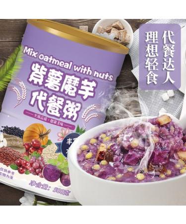 Purple potato and konjac cereal 500g/can food substitute Congee Sweet potato konjac flour healthy and nutritious breakfast porridge instant brewed Grain oatmeal powder Chinese snack gift pack (3can) - Buy Online on SooperMarket.com