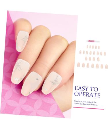 Gogogmee 1 Set Nail Patch Fake Nails with Glue French Decor Nails Decoration Nail Embellishments False Nails with Glue Nail Decals Nail Salon Supplies Sticker Plastic Full Coverage X4 Pink - Buy Online on SooperMarket.com