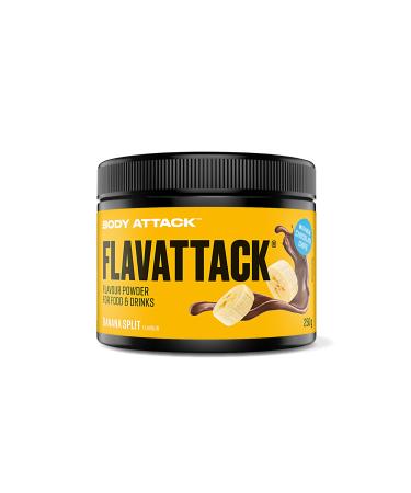 Body Attack Flavattack Banana Split 250g / 83 portion-intensive taste powder for hot & cold and for baking palm oil aspartame & gluten-free *** made in Germany Banana Split 250 g (1 Pack)