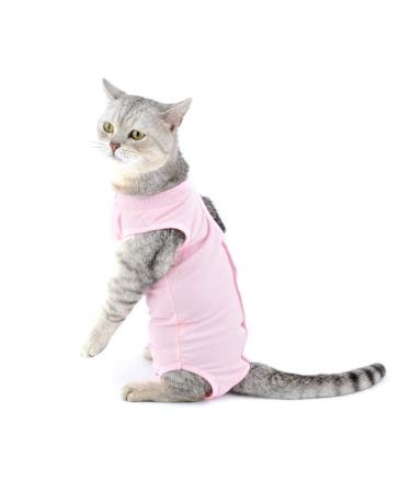 Ranphy Cat Recovery Suit for Abdominal Wounds or Skin Diseases Soft Cotton Surgical Recovery Shirt Breathable E-Collar Alternative After Surgery Home Indoor Anti Licking Clothes Pink M M(Chest:34cm Back:25cm Neck:24cm) pink