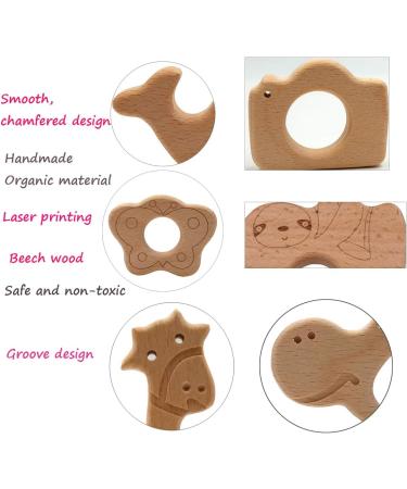 Organic Wooden Hedgehog Teether Toys - Set of 2 | Handmade Baby Beaded Teething Toy | Food Grade Materials - Perfect Baby Shower Gift - Buy Online on SooperMarket.com
