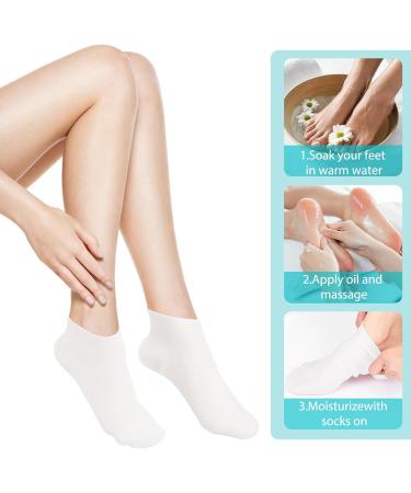 Silicone Moisturizing Socks Women Foot Spa Pedicure Silicone Socks Foot Mask Exfoliating Beach Protective Gel Socks Anti Slip Aloe Socks for Dry Cracked Feet Calluses Foot Care (White) - Buy Online on SooperMarket.com