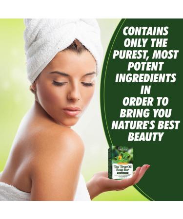 Tea Tree Oil Soap Bar 4oz - Antifungal Antiseptic Remedy for Face & Body | Pure Essential Oil Infused Skincare Cleanser for Acne, Ringworm & Fungus - Buy Online on SooperMarket.com