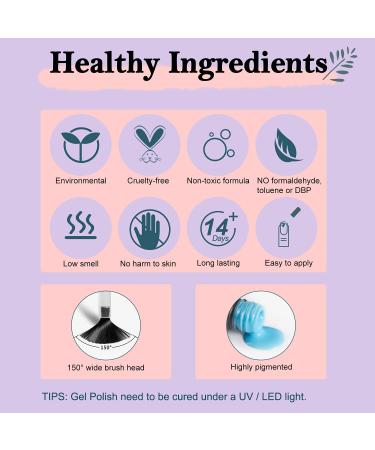 Lavender Violets Gel Nail Polish Kit - 27+3 Classic & Glitter Colors - Soak-off UV Nail Gel Set with Base, Matte & Glossy Top Coat - C971 - Buy Online on SooperMarket.com