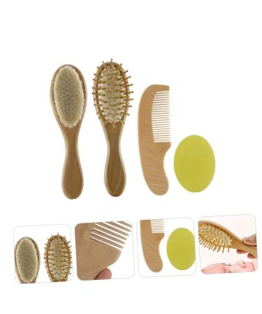 Healeved 4 Pcs Baby Hair Brush Comb Scalp Scrubber Spa Kit - Natural Soft Brushes for Baby Shampoo & Detangling - Children's Bathing Supply and Baby Care Set - Buy Online on SooperMarket.com