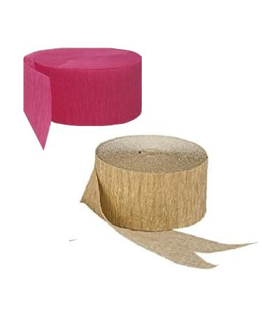 Pink Crepe Paper Streamers (Hot Pink + Dark Metallic Gold, 1 Roll Each) Hot Pink + Dark Metallic Gold 1 Roll Each
