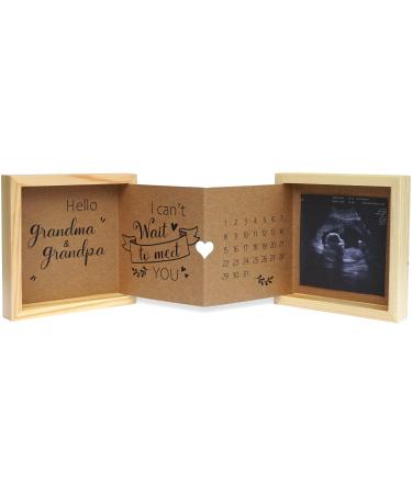 HAMUIERS Pregnancy Announcement for Grandparents, Grandparents Baby Announcement Ideas Sonogram Picture Box Wooden Keepsake Box, First Time Grandparents Gifts