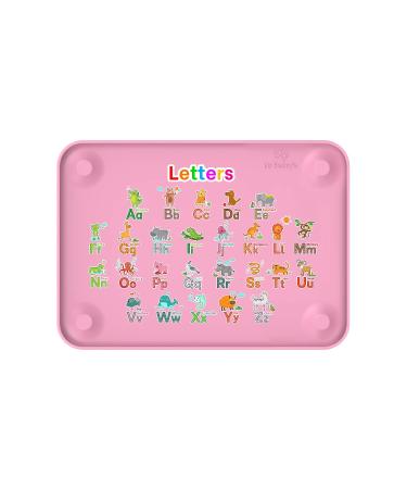 Dr. Betty s - Educational Learning Silicone Placemat / Play Mat with Super Suction and Raised Edges for Babies + Toddlers + Kids | Non-Slip  Dishwasher Safe  Food Grade (Letters  Pink) Pink Letters