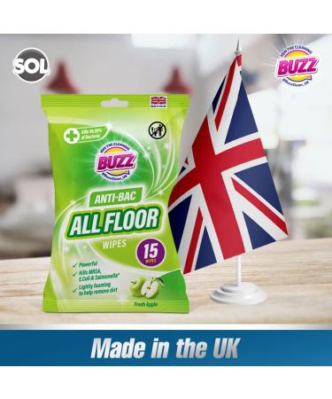 30 Pack Buzz All Floor Wipes Apple - Ultra Strong Wood Floor Cleaning Wipes - Quick Drying, Dust Magnet, Suitable for Laminate & Wooden Floors - Buy Online on SooperMarket.com