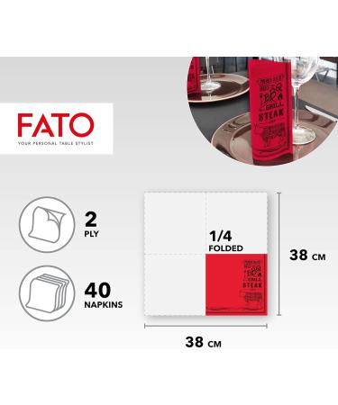 FATO One-Way Paper Napkins - Soft & Gentle 40 Pack 38x38 cm 2-Layer FSC Certified - Perfect for Steakhouse Decor - Buy Online on SooperMarket.com