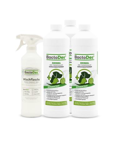 BACTODES - Animal odor neutralizer 3L concentrate with spray mixed bottle - strong enzyme cleaner caturin dogurine & animal smells - effective odor remover with organic microbe effect 3 l (1 Pack)