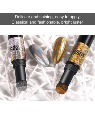 2 colors/set Chrome Air Cushion Nail Powder Pen Manicure Cushion Magic Pen Nail Glitter Mirror Powder Pen Manicure Tool for Home and Nail Salon - Buy Online on SooperMarket.com
