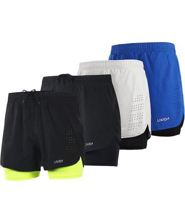 Lixada Men's 2-in-1 Running Shorts - Quick Drying & Breathable - Black Large - Buy Online on SooperMarket.com