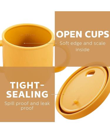 CHENGU Silicone Snack Cup | Spill Proof Food Container for Toddler Baby | Teether Straw & Spoon | 9 Ounce (Yellow) - Buy Online on SooperMarket.com