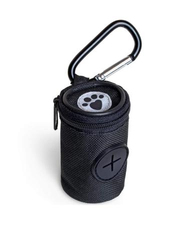 iGadgitz Home U7168 Fabric Dog Waste Bag Dispenser Dog Poo Bag Holder with Carabiner Clip - Black