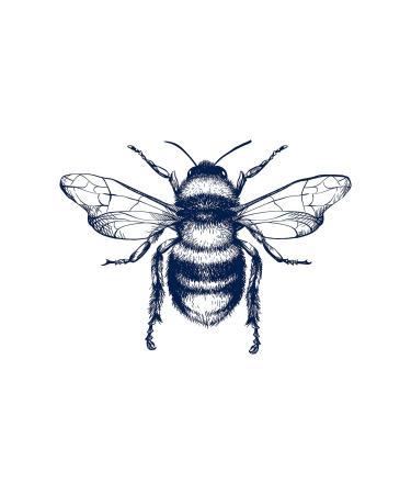 Lasting 1-2 Weeks Juice Ink Temporary Tattoo Semi Permanent for Adults Woman Engraving of Honey Bee White Animal Blue that Look Real Men Women Chest Neck Arm (4 Sheets) Juice Blue Gray White