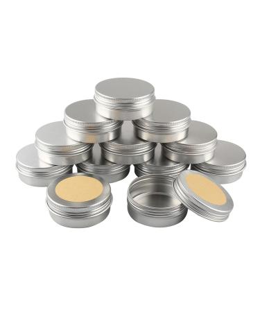 Basic packing 24 pieces 60ml silver empty round aluminum socket with screw cap aluminum socket aluminum screw boxes of cream can with candle box cosmetic cans tin cans with 24 pieces 50mm sticker
