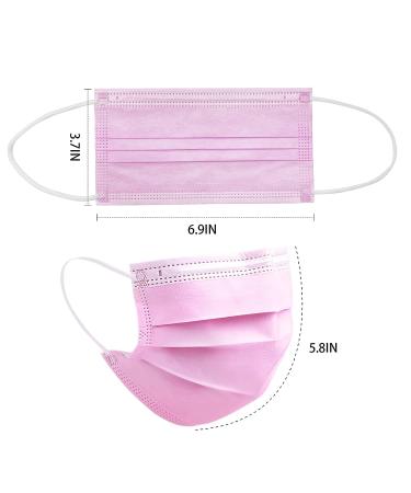 CB-Beautiful 100 Pcs Pink Disposable 3 Ply Earloop Face Masks for Adults - Buy Online on SooperMarket.com