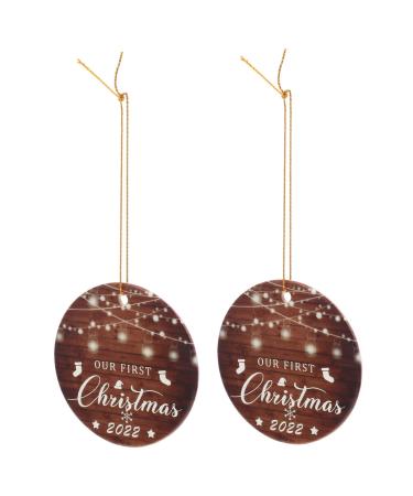 HOMSFOU 2pcs Christmas Tree Pendant Christmas Party Favors Gifts Just Married Christmas Tree Baubles Ornaments House Decorations for Home Christmas Pendants White Porcelain Supplies As Shown 1 7.4X7.4CM