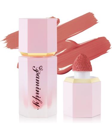 Paminify Soft Cream Liquid Blush  Creamy Dewy Blush Lightweight Blendable Glowing Blush Stick with Cushion Applicator Natural Silky Smooth Moisturizing Blush Makeup Cruelty-free 04 Peach Pink