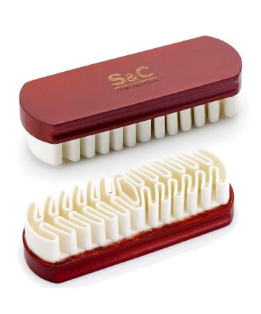 Stone and Clark Horse Hair Shoe Brush - Polish Your Leather to Perfection - Shoe Polish Brush with 100% Horse Hair Bristles & Concaved Beech Wood Handle (Crepe Suede Brush)