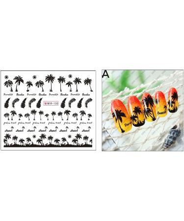 MiaoWu 6pcs Tropical Style Palm Summer Tree 3D Nail Stickers - Coconut Tree Nail Art Decals for DIY Manicure - Buy Online on SooperMarket.com