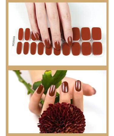 Kalolary 20PCS Dark Red Gel Nail Polish Strips - Self-Adhesive Wraps with File and Stick | UV/LED Lamp Required - Buy Online on SooperMarket.com
