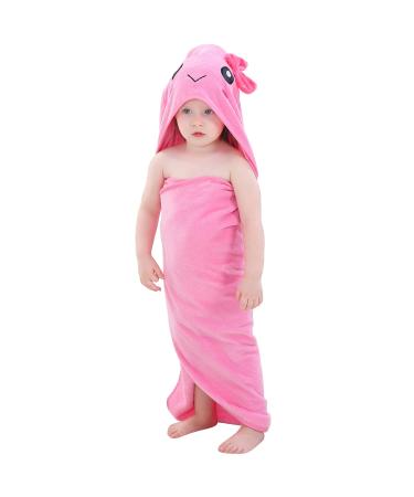 COOKY.D Unisex Baby Toddler Kids Animal Hooded Cotton Shower Beach Bath Towel Swimming Robe 0-6 Years Old 90x90cm Pink Pink-jellyfish