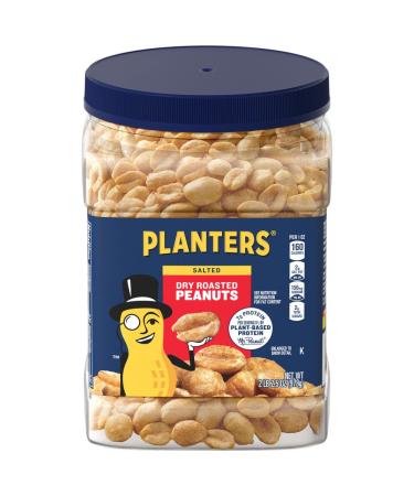 PLANTERS Dry Roasted Peanuts 34.5 oz. Resealable Plastic Jars (Pack of 3) - Peanuts with Sea Salt - Peanut Snacks - Shareable Snacks - Heart Healthy Snacks for Adults - Kosher