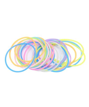 Multicolor Luminescent Silicone Jelly Bracelets 24Pcs Soft Elastic Hair Ties & Wristband Bracelet Set for Girls Women DIY Jewelry