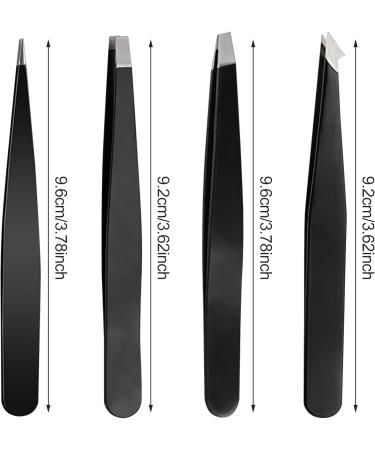 Sularpek 4-Piece Professional Stainless Steel Eyebrow Tweezers Set with Leather Case - Ideal for Ingrown Hair, Eyebrow Plucking, and Facial Hair Removal - Women & Men - Buy Online on SooperMarket.com